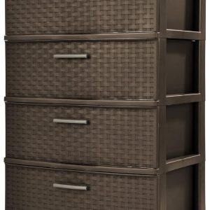 Wide Weave Tower Espresso,4 Drawer